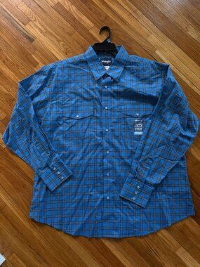 Men's Wrangler Blue Plaid Pearl Snap Western Shirt | MWR345B | New | 2XL